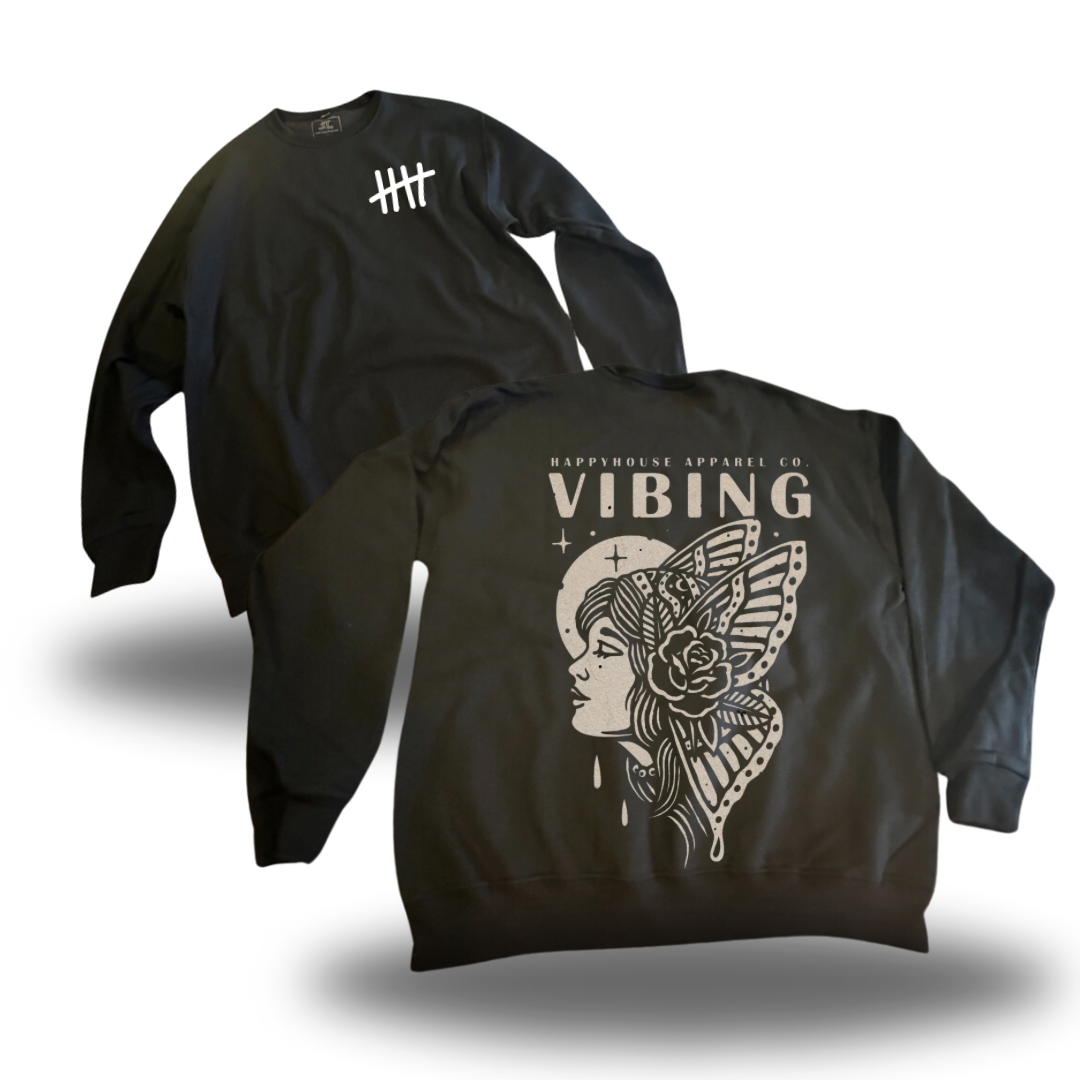 Vibing HappyHouse graphic crewneck