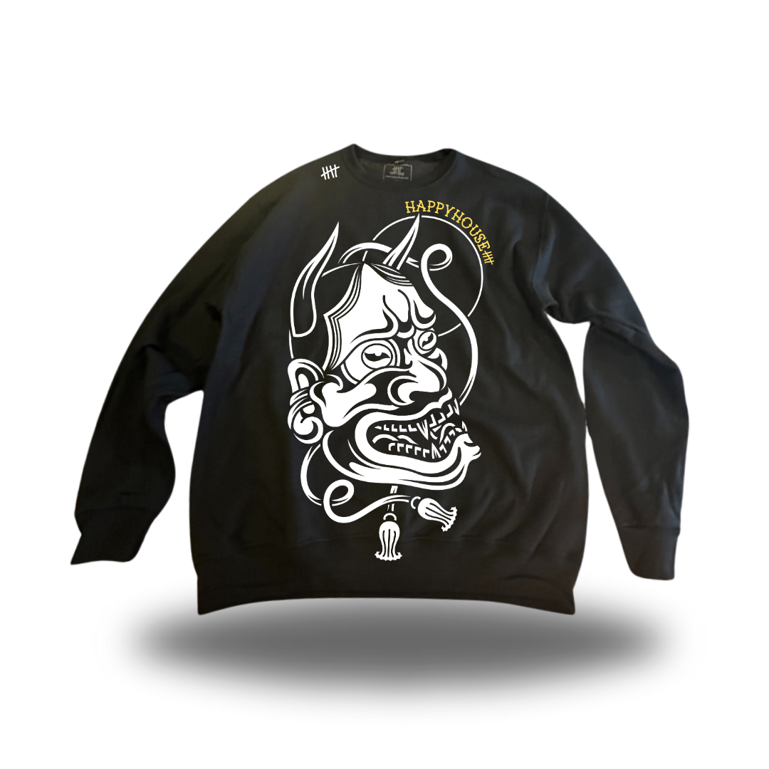 Hannya White HappyHouse graphic crewneck