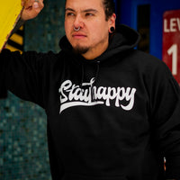 Stay Happy Pullover Hoodie Text