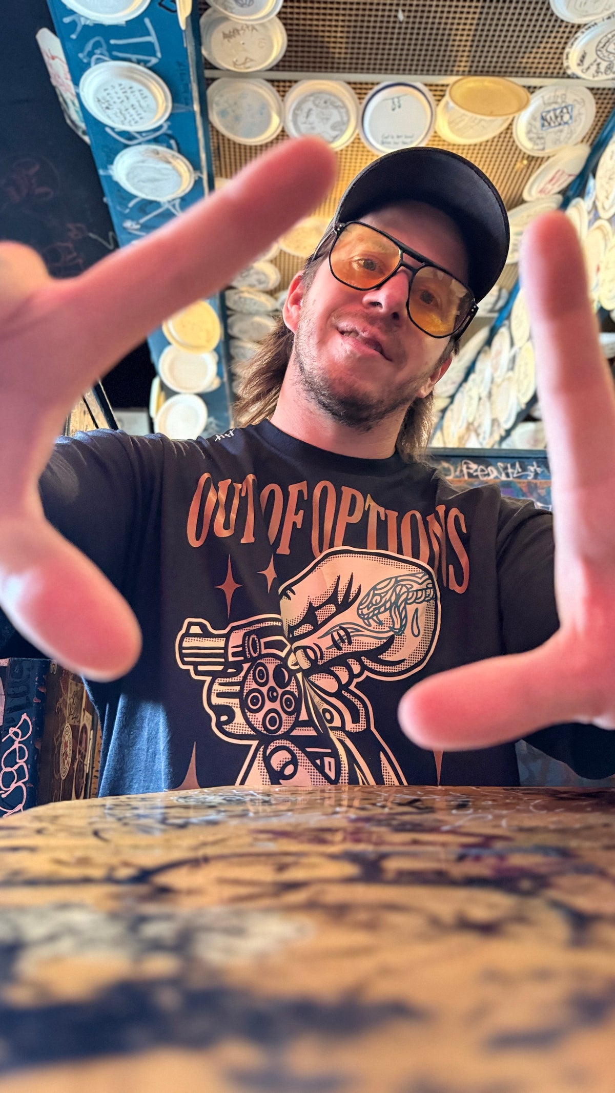 Out Of Options graphic T-shirt lifestyle photo by HappyHouse Apparel