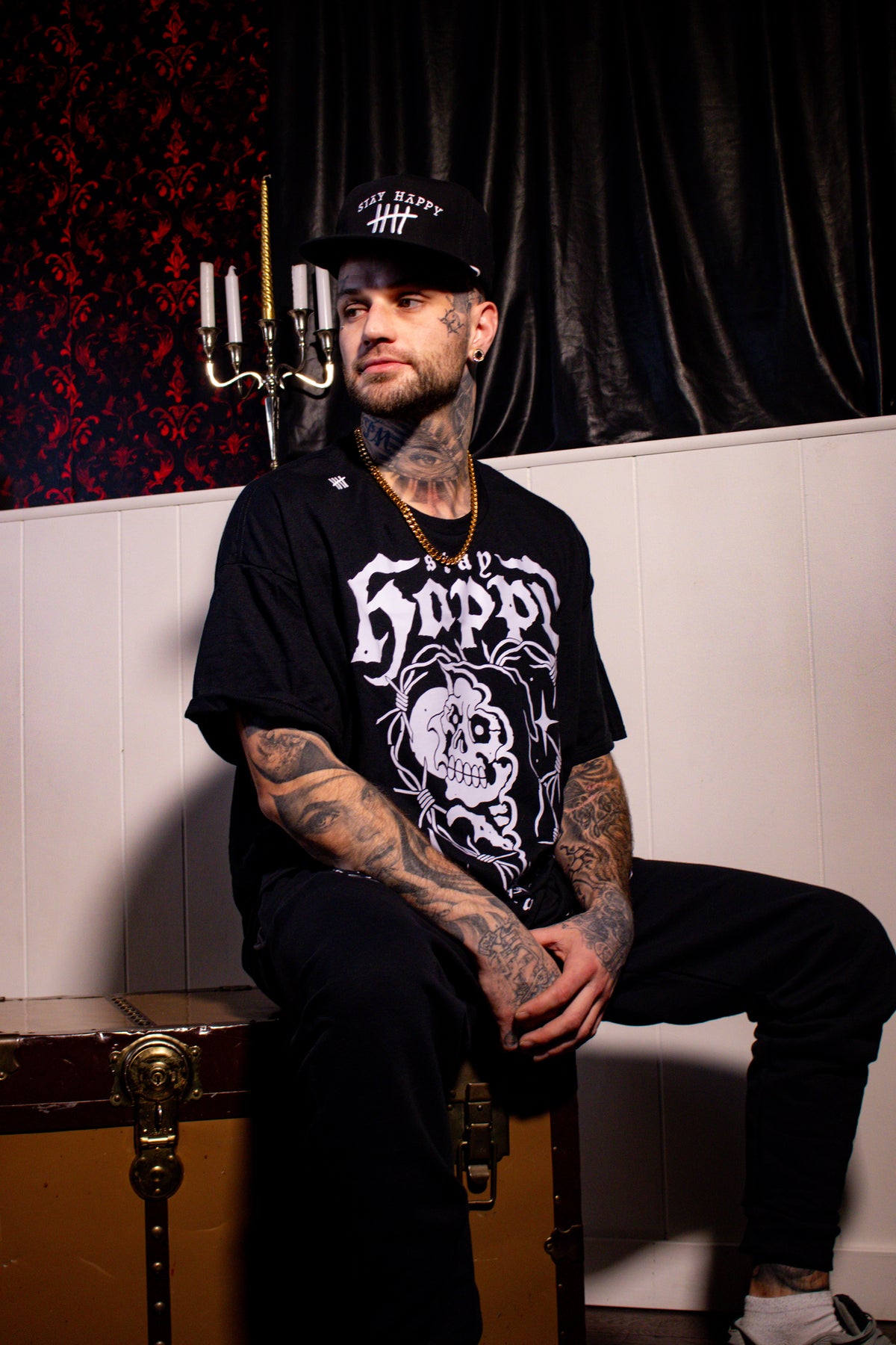 Love Reaper White graphic T-shirt lifestyle photo by HappyHouse Apparel