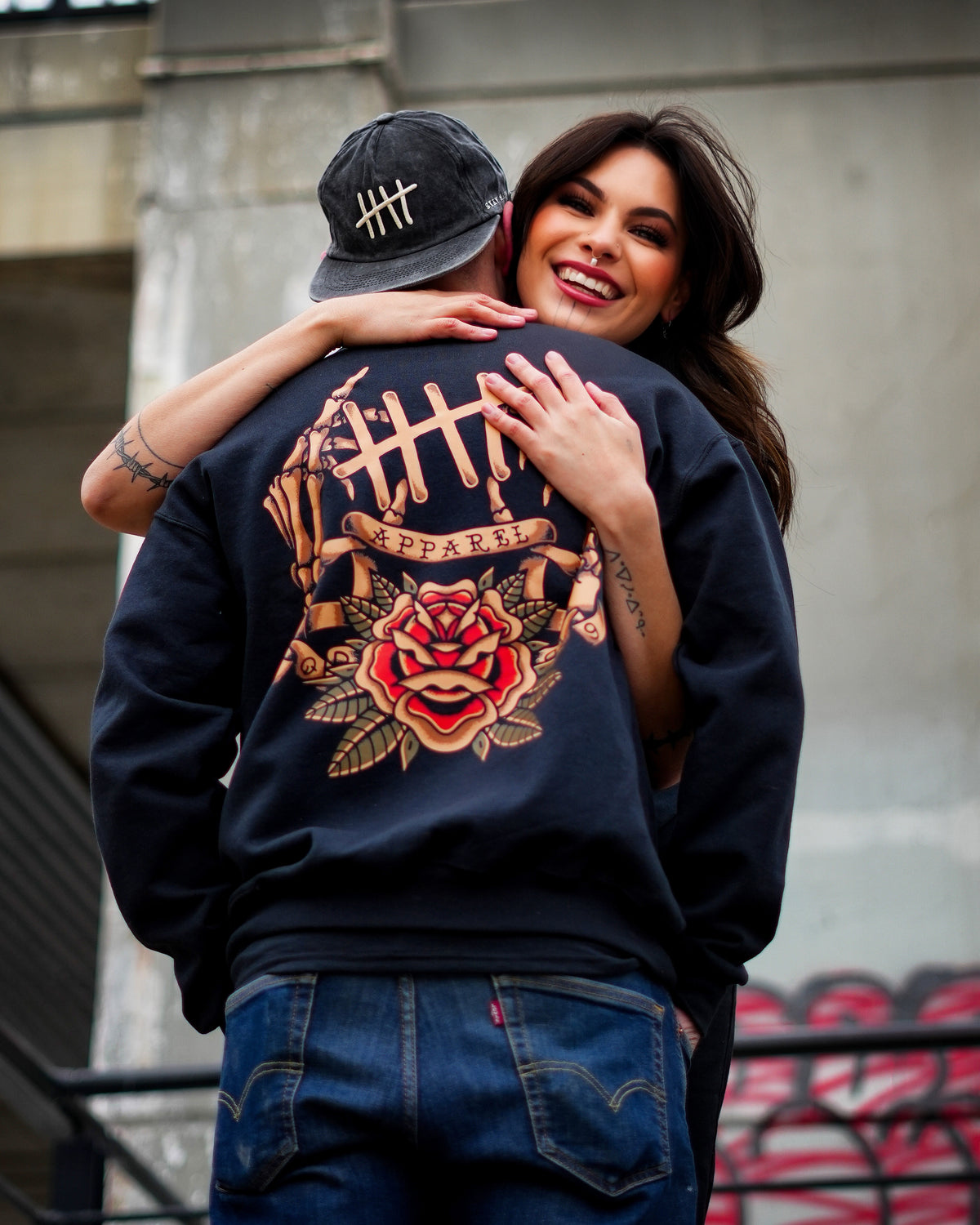Skeleton Hands HappyHouse graphic crewneck
