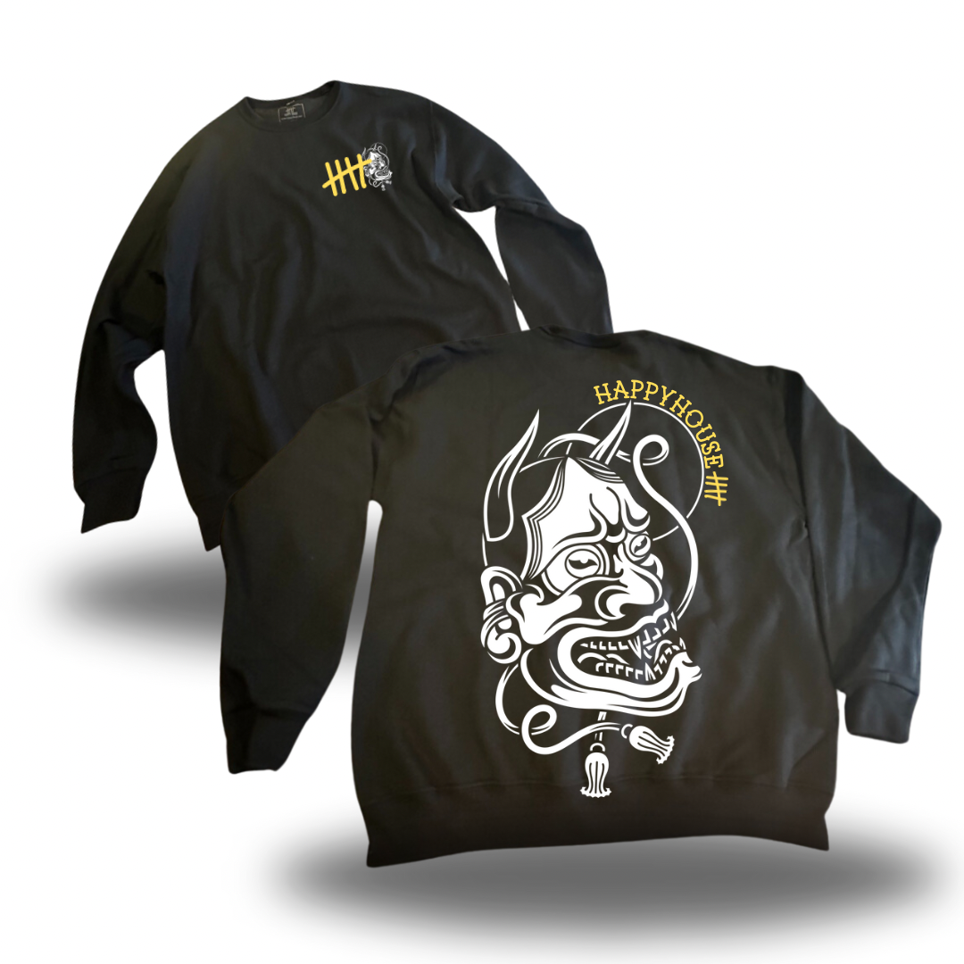 Hannya White HappyHouse graphic crewneck
