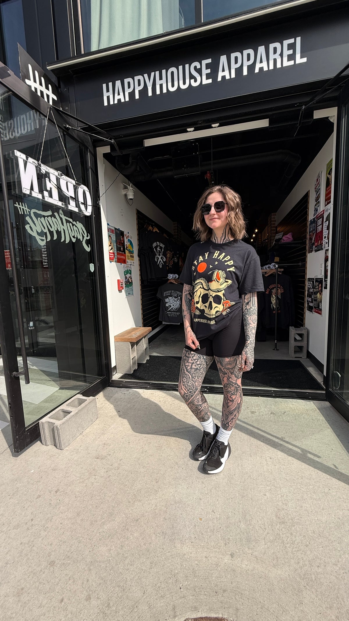 Chillin' tattoo-inspired graphic T-shirt lifestyle view by HappyHouse Apparel