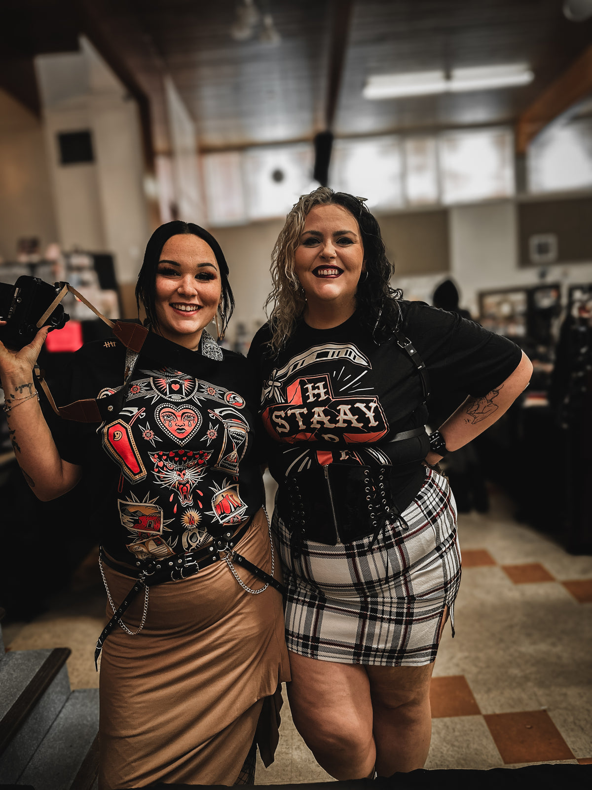 Stay Happy Cross graphic T-shirt lifestyle photo by HappyHouse Apparel