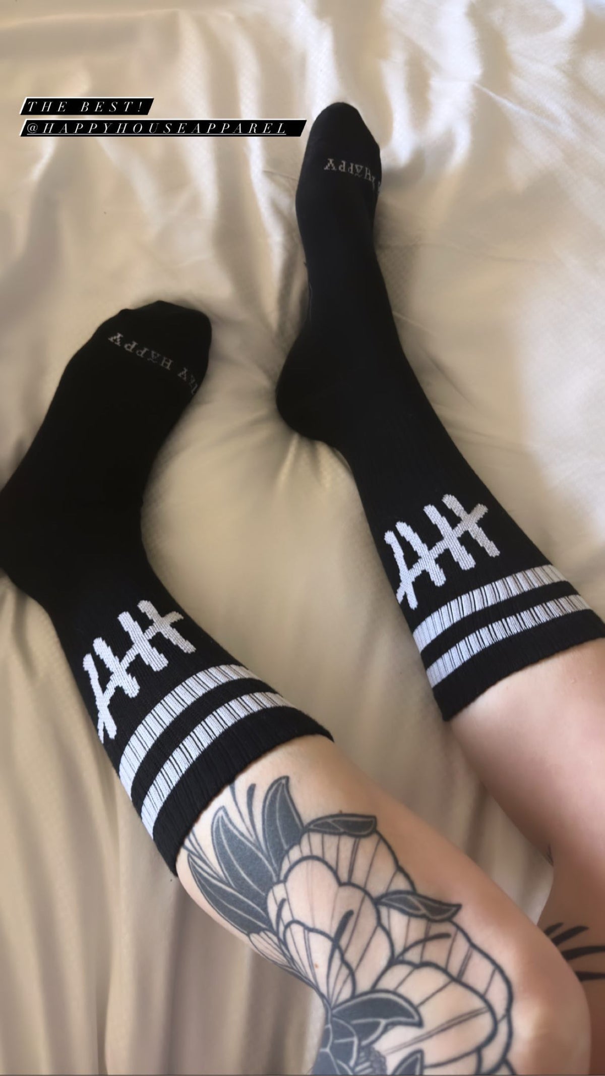 Stay Happy black socks by HappyHouse Apparel