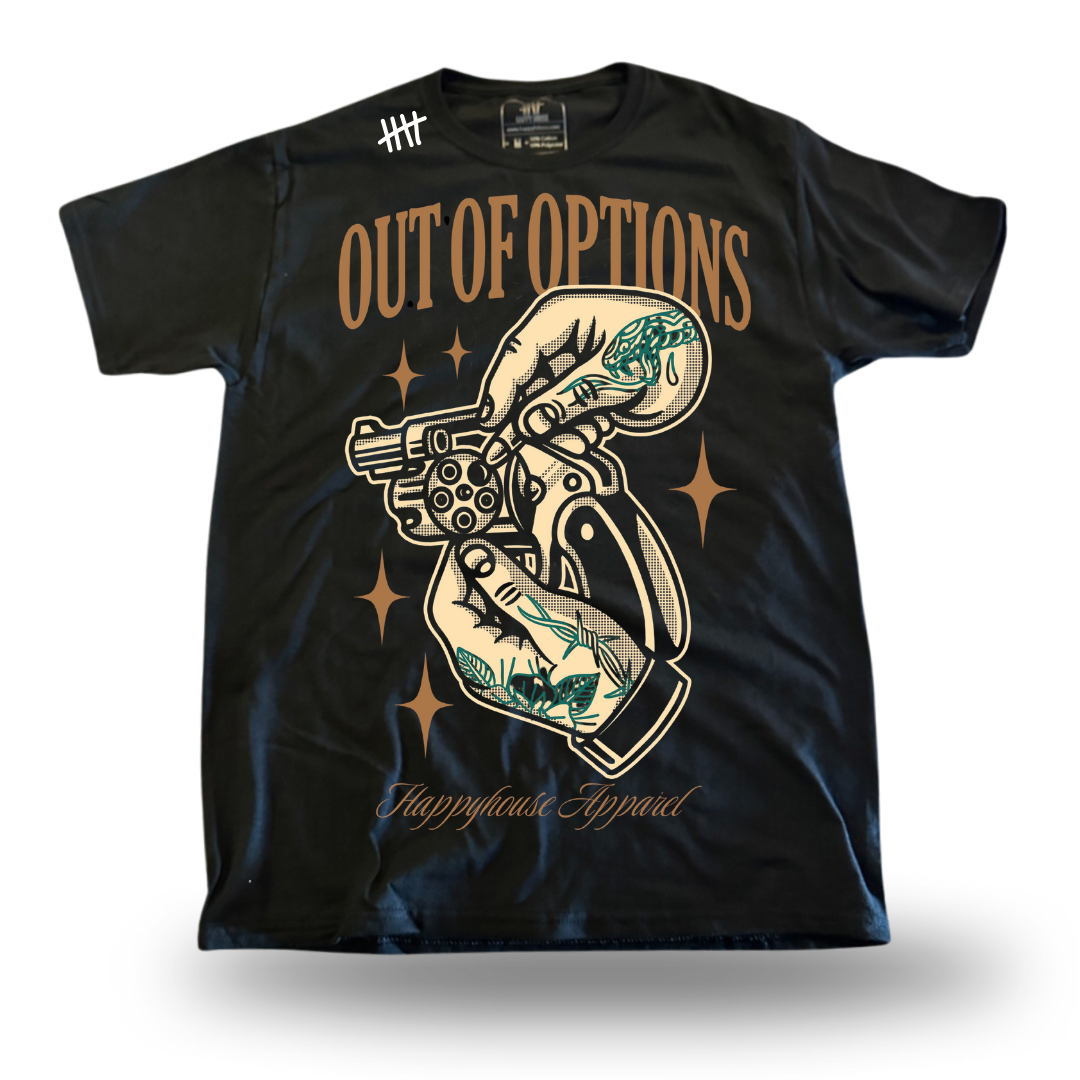 Out Of Options tattoo-inspired graphic T-shirt by HappyHouse Apparel