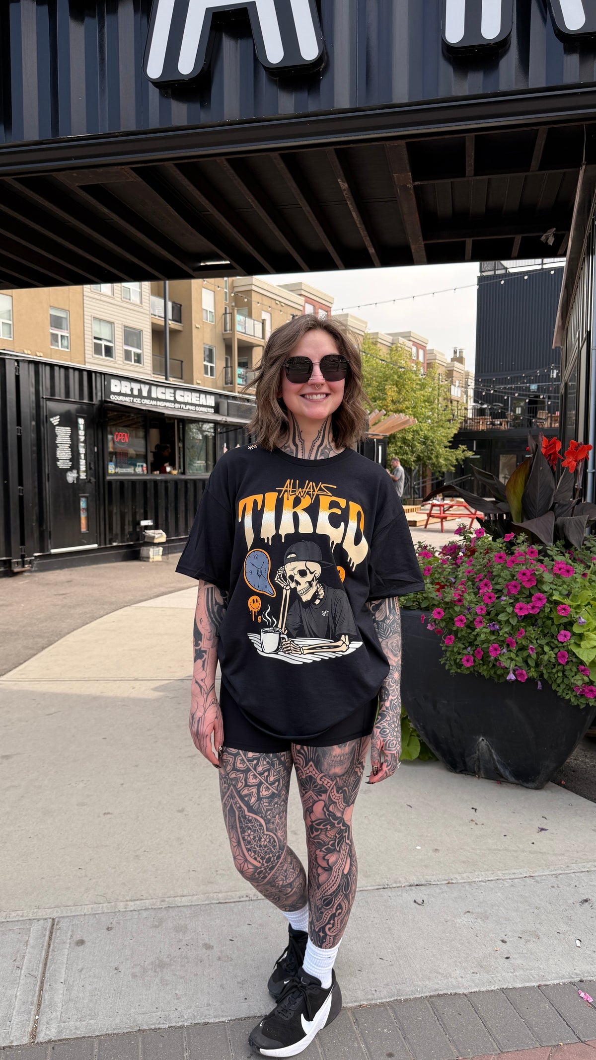 Always Tired 2.0 skeleton graphic T-shirt by HappyHouse Apparel