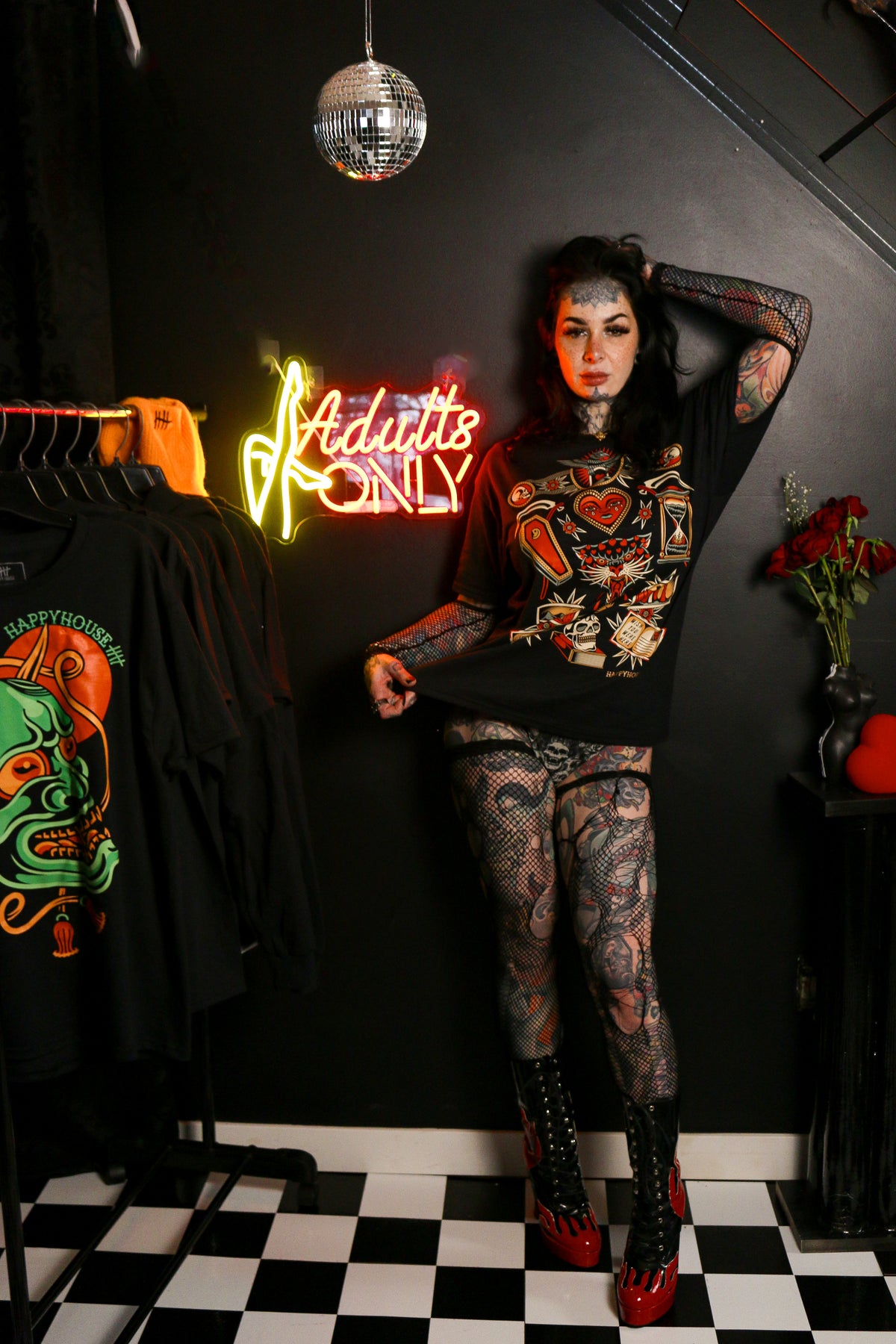 Dear Valentine tattoo-inspired graphic tee product photo by HappyHouse Apparel