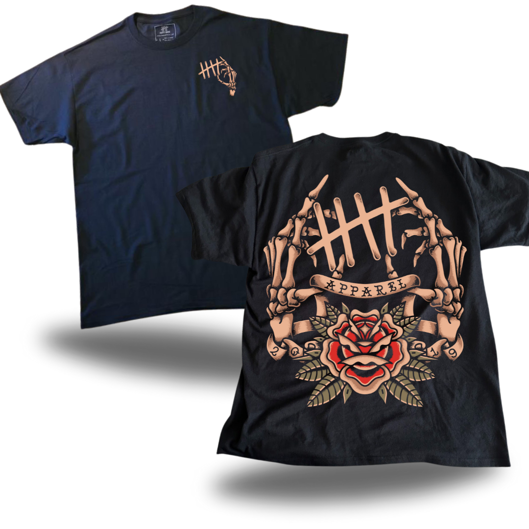 Skeleton Hands tattoo-inspired graphic T-shirt by HappyHouse Apparel
