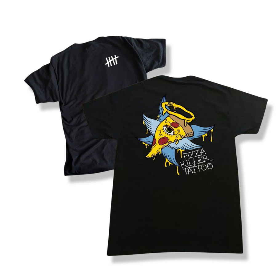 Pizza Killer tattoo-inspired graphic T-shirt by HappyHouse Apparel
