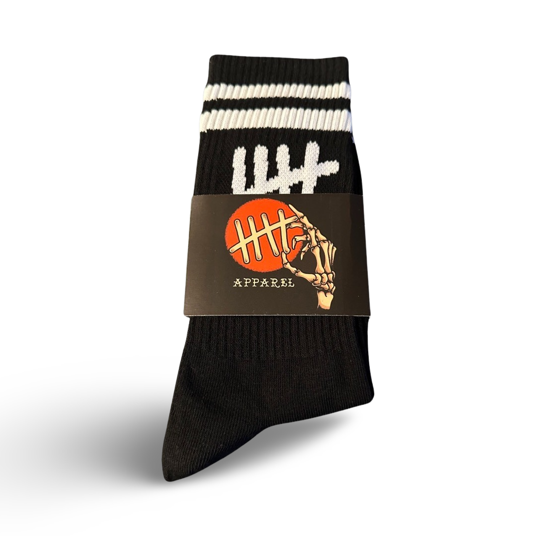 Stay Happy black socks by HappyHouse Apparel