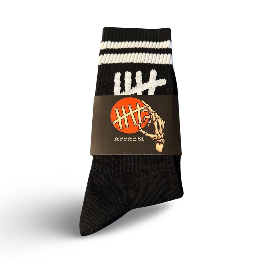 Stay Happy black socks by HappyHouse Apparel