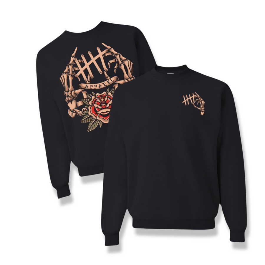 Skeleton Hands HappyHouse graphic crewneck