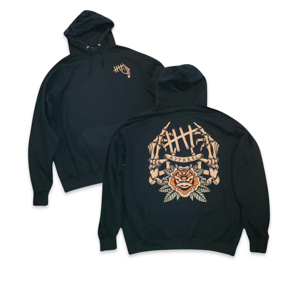 Skeleton Hands tattoo-inspired graphic pullover hoodie by HappyHouse Apparel