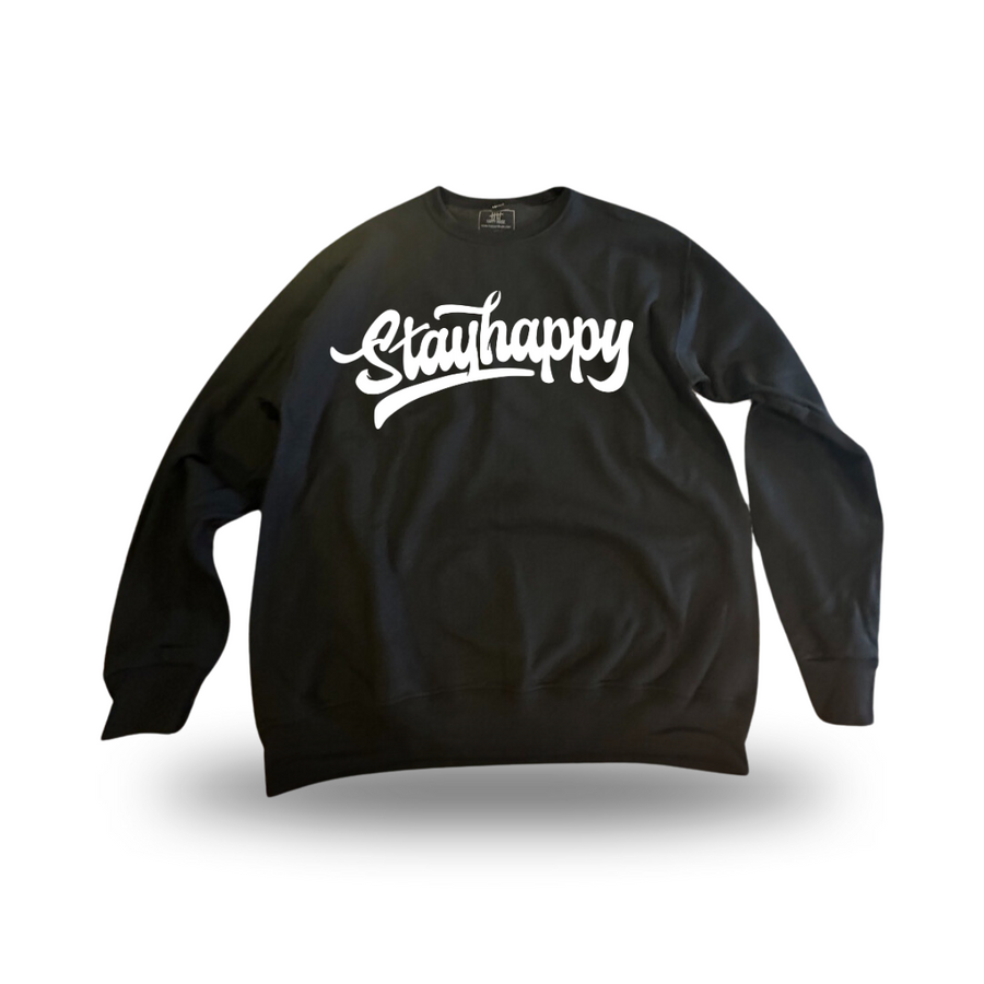 Stay Happy Text HappyHouse graphic crewneck