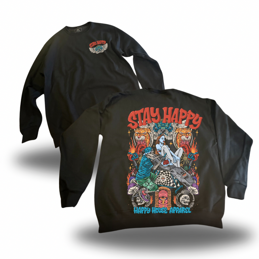 Booth Babe HappyHouse graphic crewneck