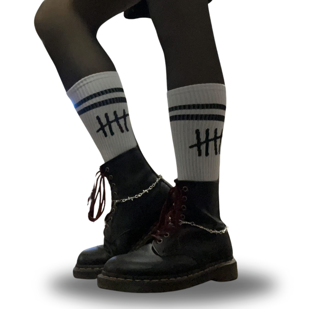 Stay Happy white socks by HappyHouse Apparel