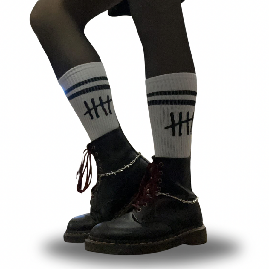 Stay Happy white socks by HappyHouse Apparel