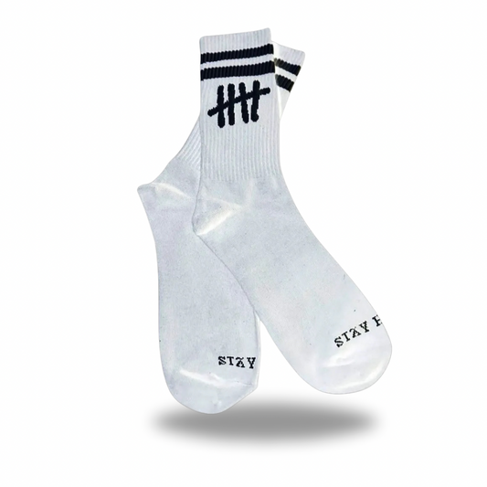 Stay Happy White Socks