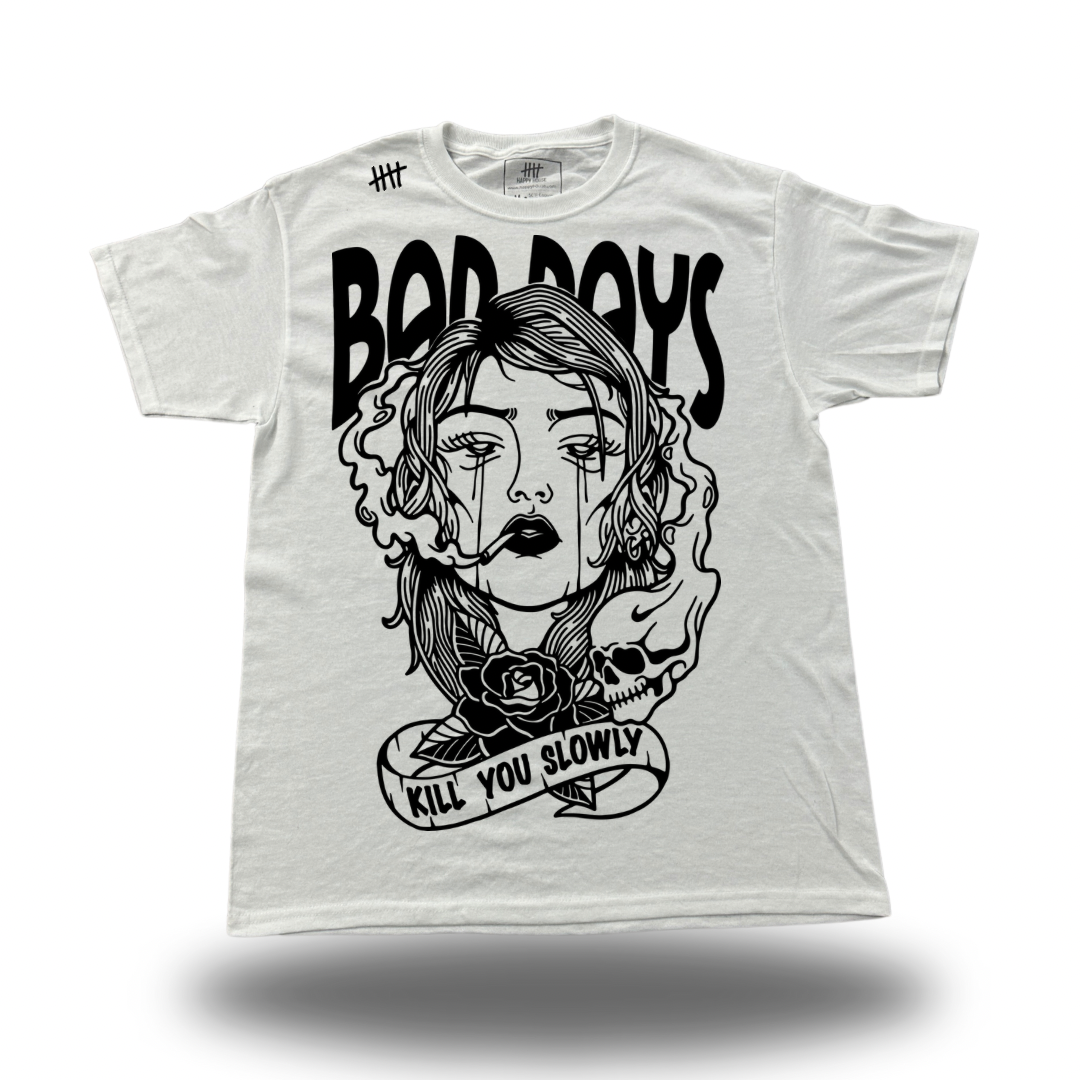Bad Days White mental health graphic T-shirt by HappyHouse Apparel