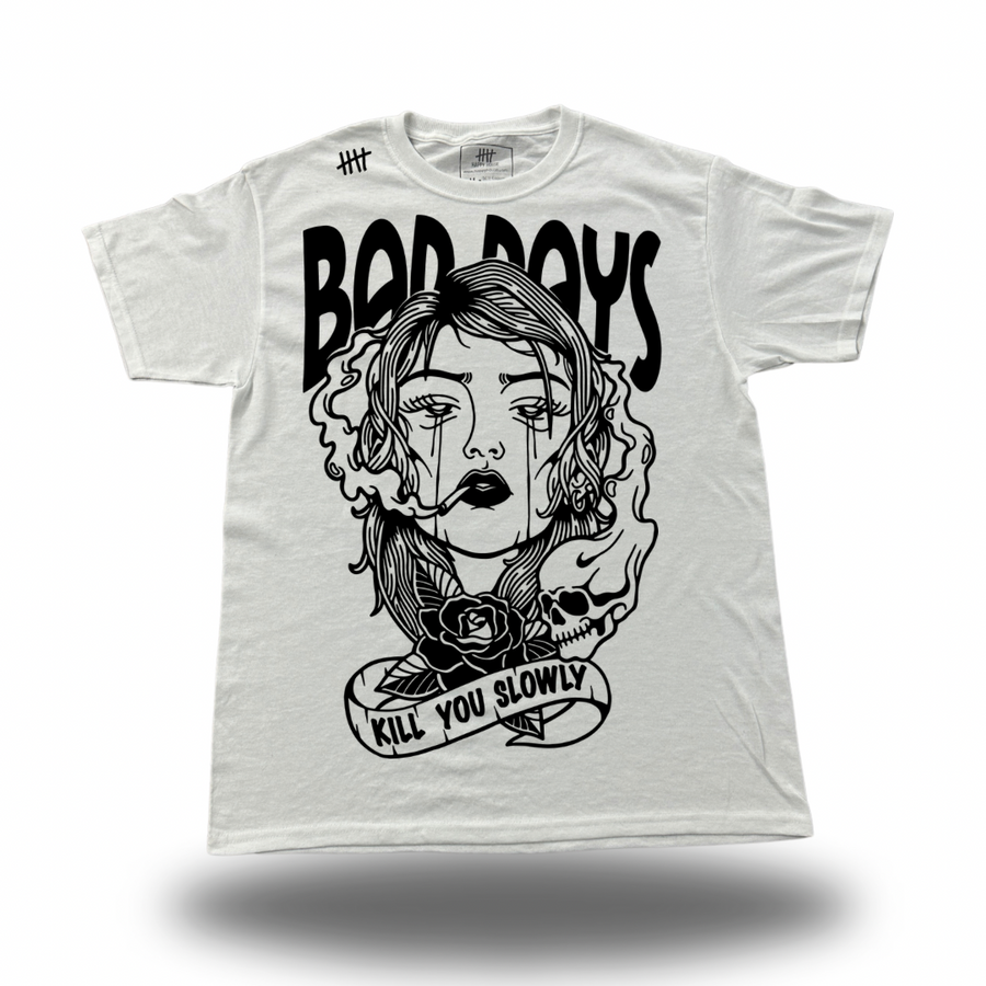 Bad Days White mental health graphic T-shirt by HappyHouse Apparel