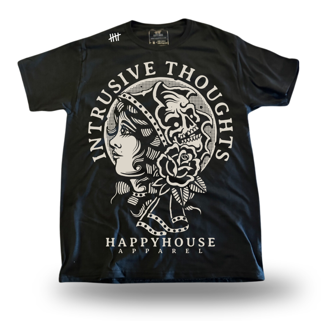 Intrusive Thoughts mental health graphic T-shirt by HappyHouse Apparel