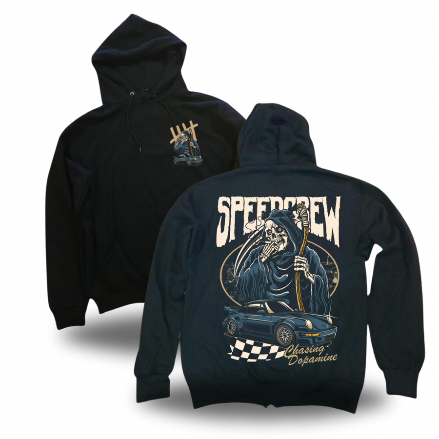 SpeedCrew tattoo-inspired graphic pullover hoodie by HappyHouse Apparel