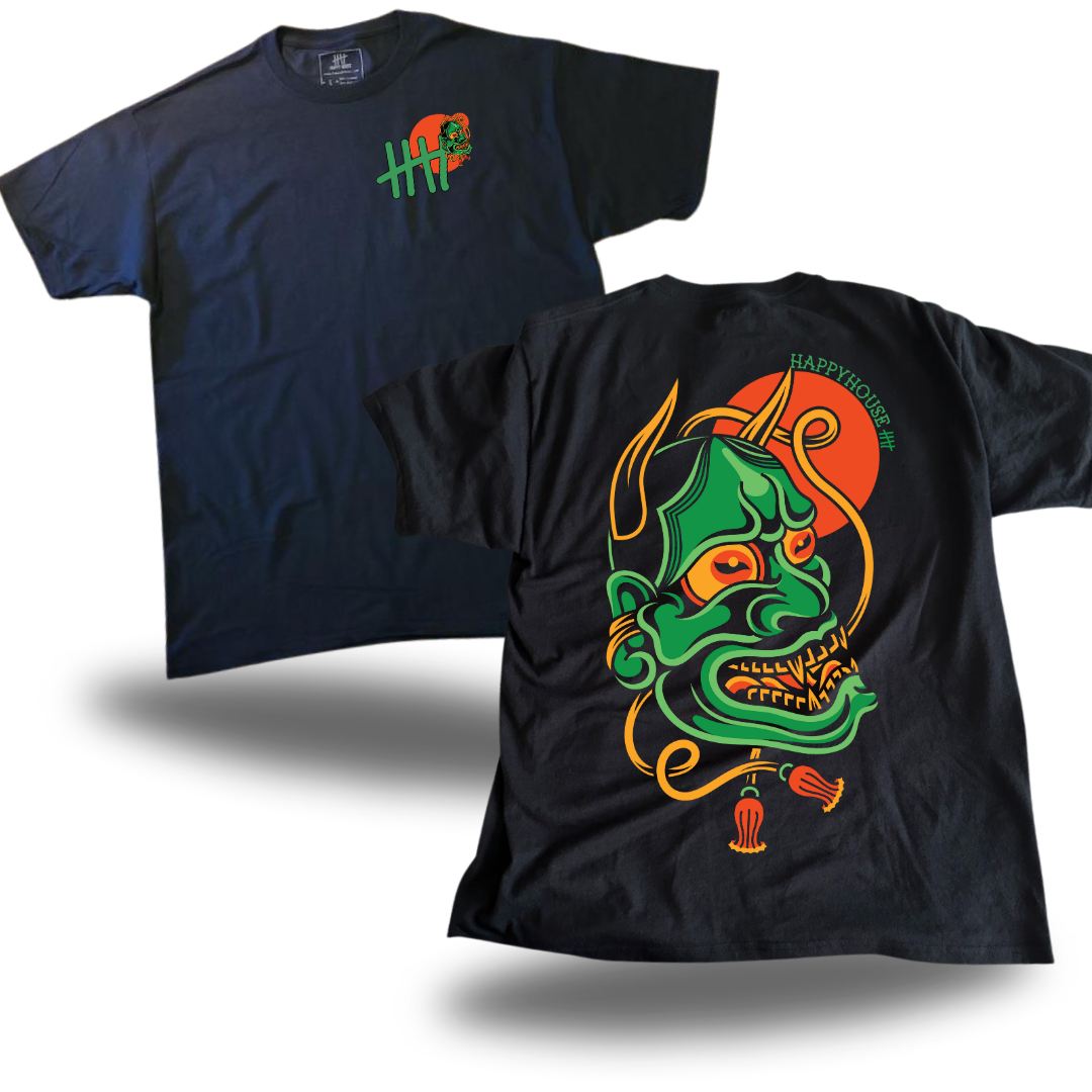 Hannya Mask graphic T-shirt product view by HappyHouse Apparel