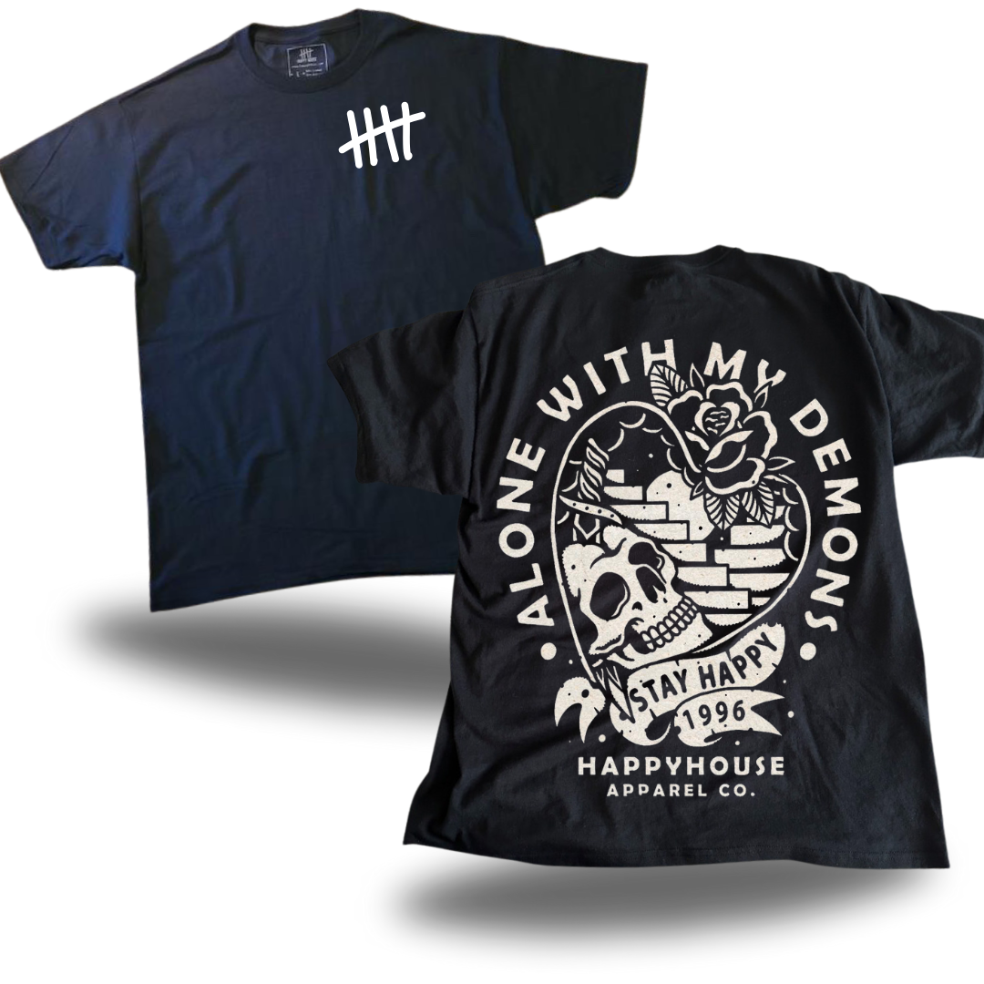 Alone with my Demons graphic T-shirt product view by HappyHouse Apparel