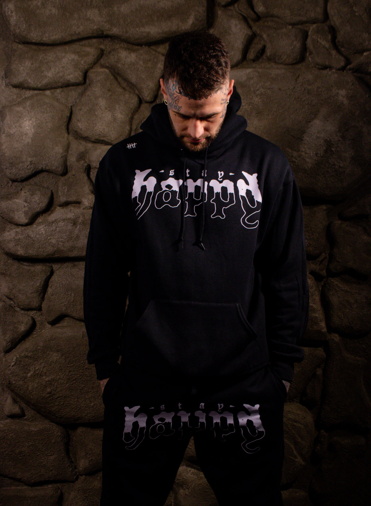 Foundation Text pullover hoodie lifestyle photo by HappyHouse Apparel