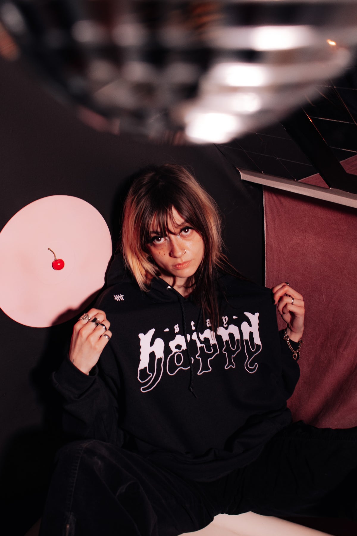 Foundation Text pullover hoodie lifestyle view by HappyHouse Apparel