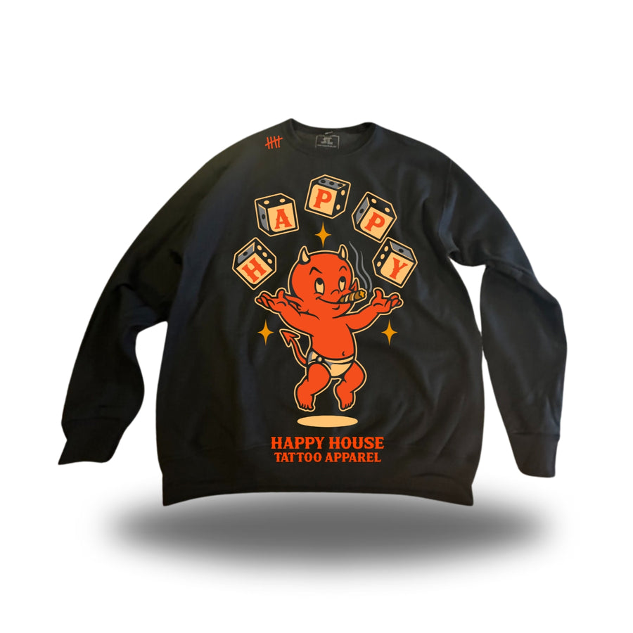 House Always Wins HappyHouse graphic crewneck