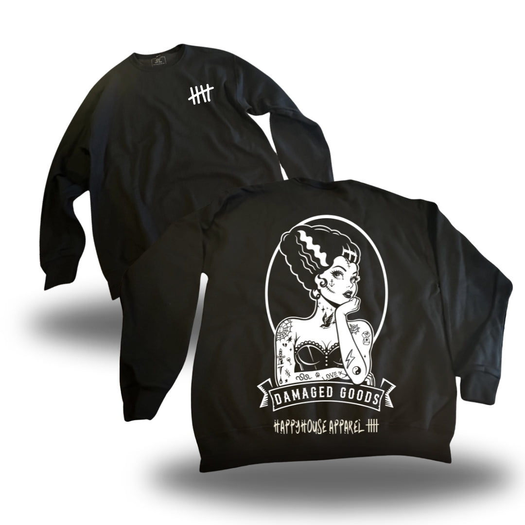 Damaged Goods HappyHouse crewneck, back print