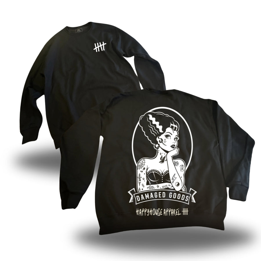 Damaged Goods HappyHouse crewneck, back print