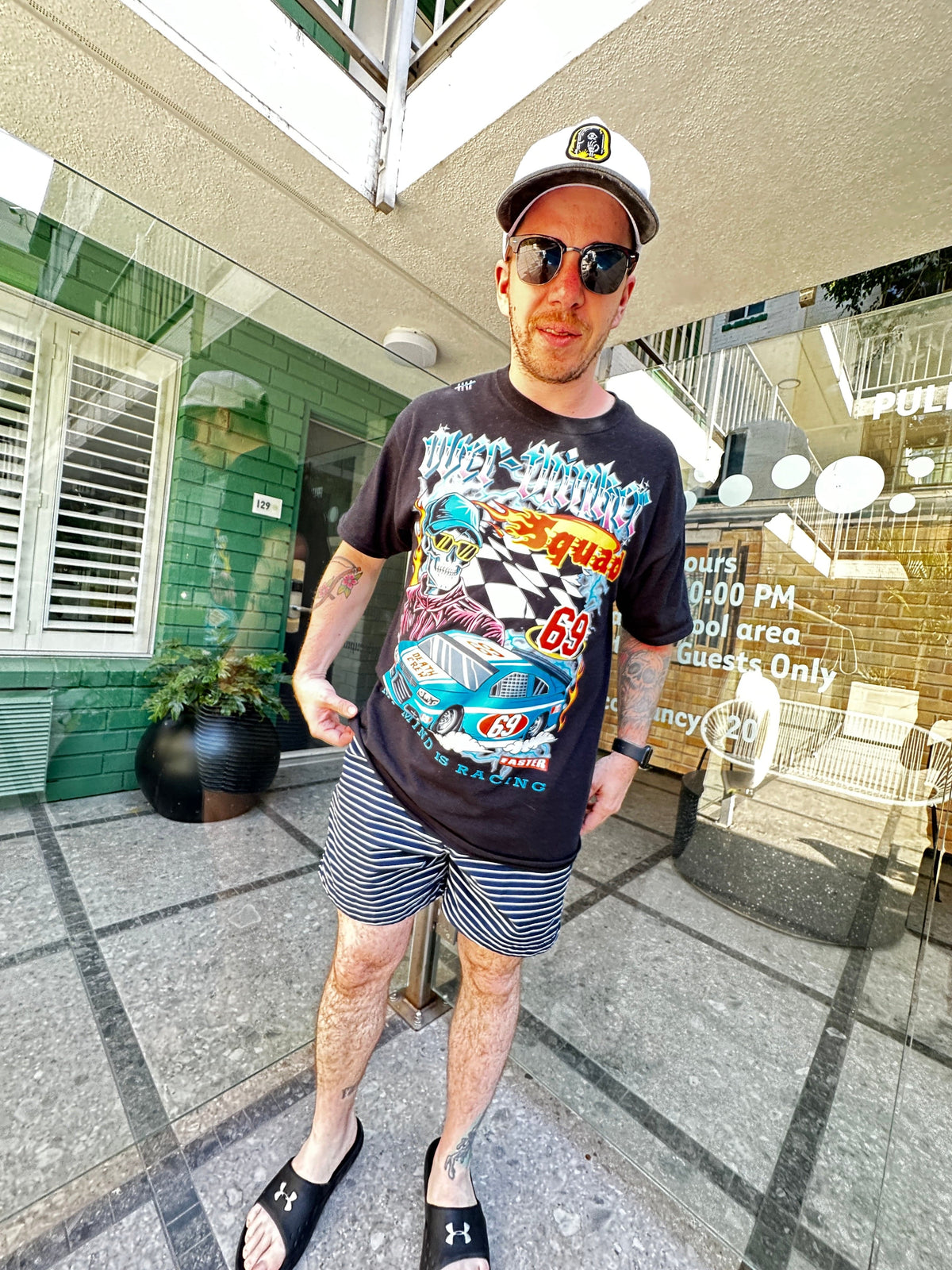 Overthinker graphic T-shirt lifestyle view by HappyHouse Apparel