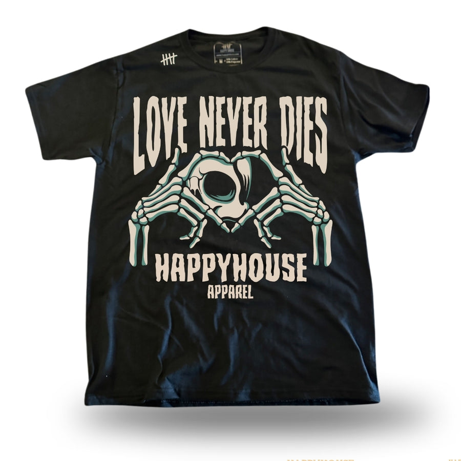 Love Never Dies HappyHouse T-shirt, front print